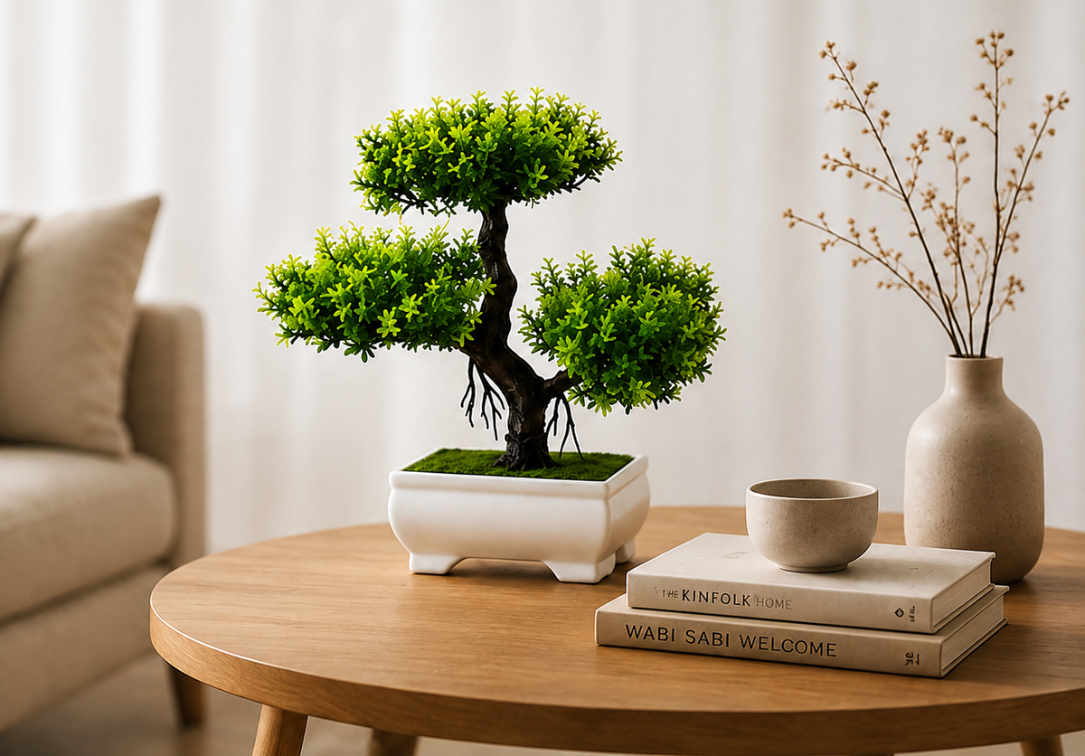 Bonsaï artificiel Akira – Vert naturel – 20 × 18 cm