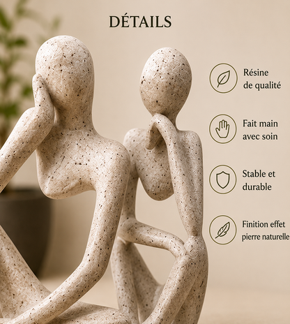 Sculptures décoratives abstraites Shizuka en résine effet pierre, finition artisanale, décoration moderne et minimaliste.
