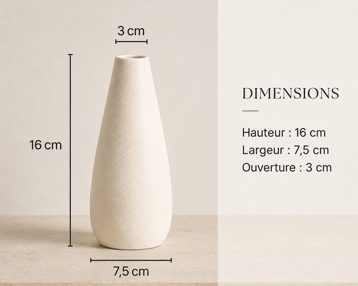 Vase Yūgen en céramique blanc cassé – 16 cm