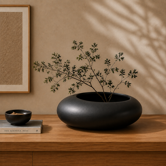Vase Nami en céramique noire – 26 cm