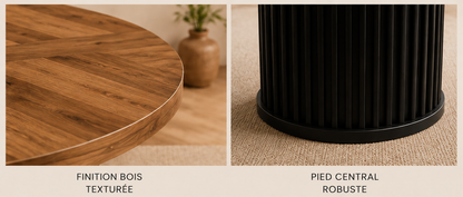 Table Ronde Hinoki – Effet Bois 120 cm