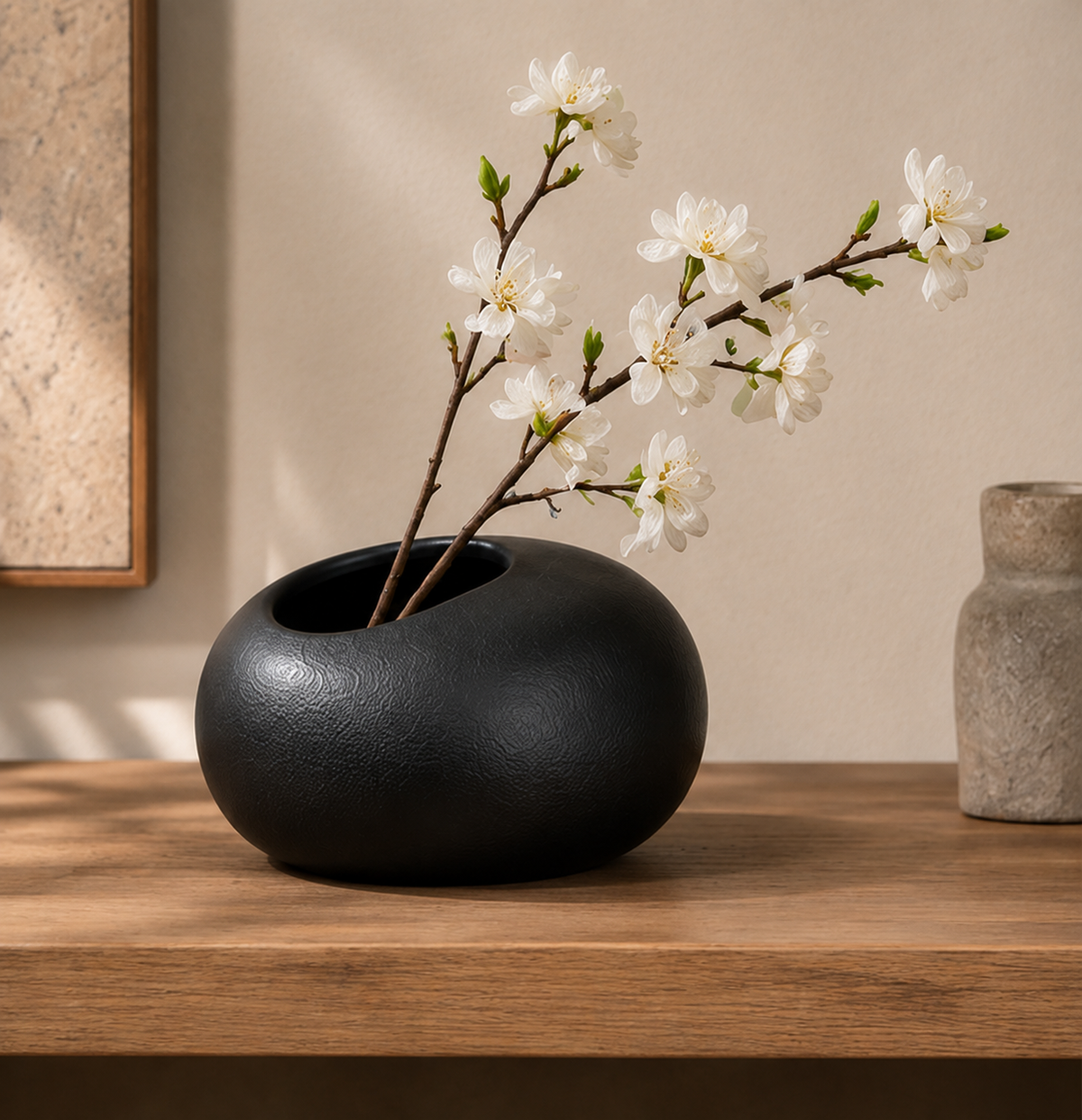 Vase Sumi en céramique noire – 14 × 7 cm