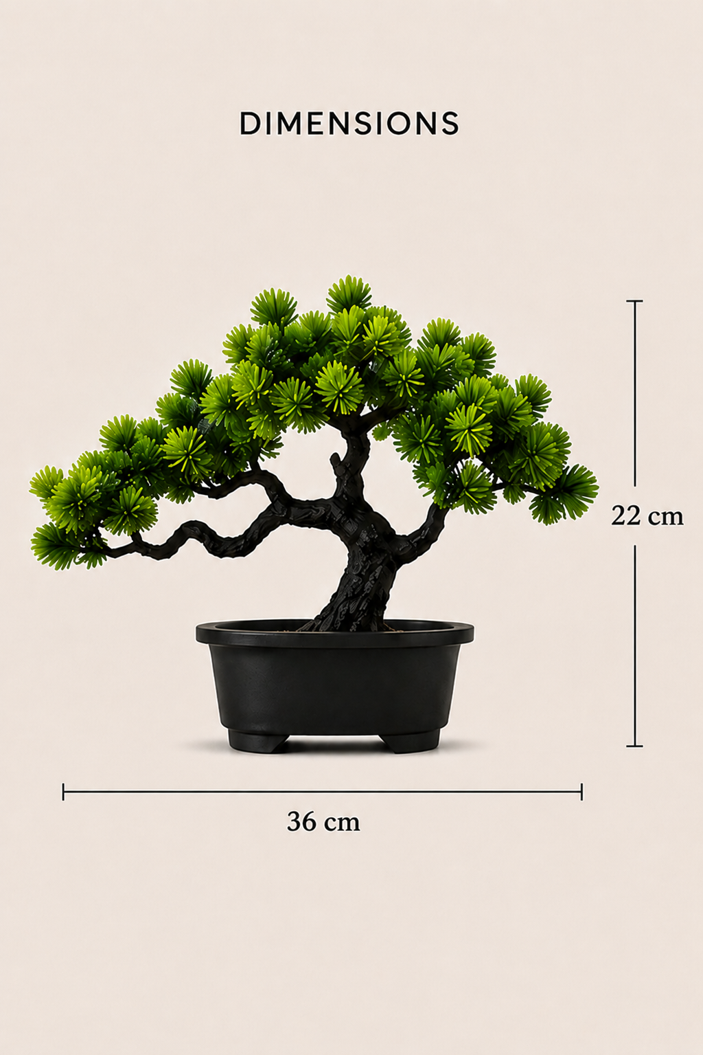Bonsaï artificiel Kaito – Pin japonais – 22 × 36 cm
