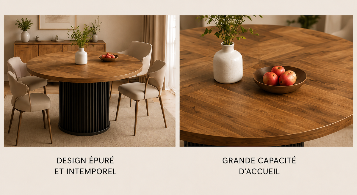Table Ronde Hinoki – Effet Bois 120 cm