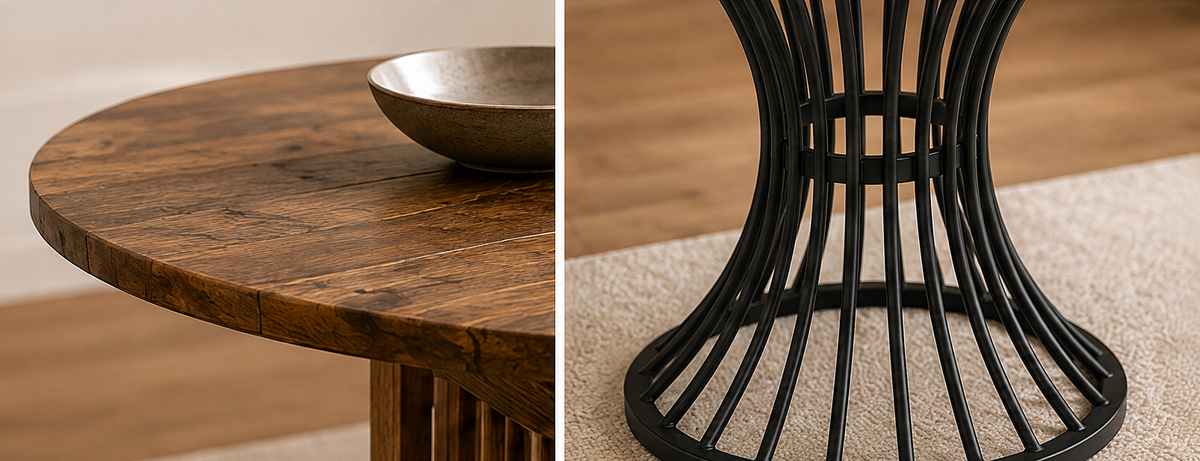 Table Ronde Akio – Effet Bois & Métal 120 cm
