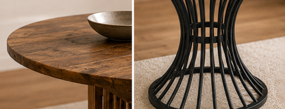 Table Ronde Akio – Effet Bois & Métal 120 cm