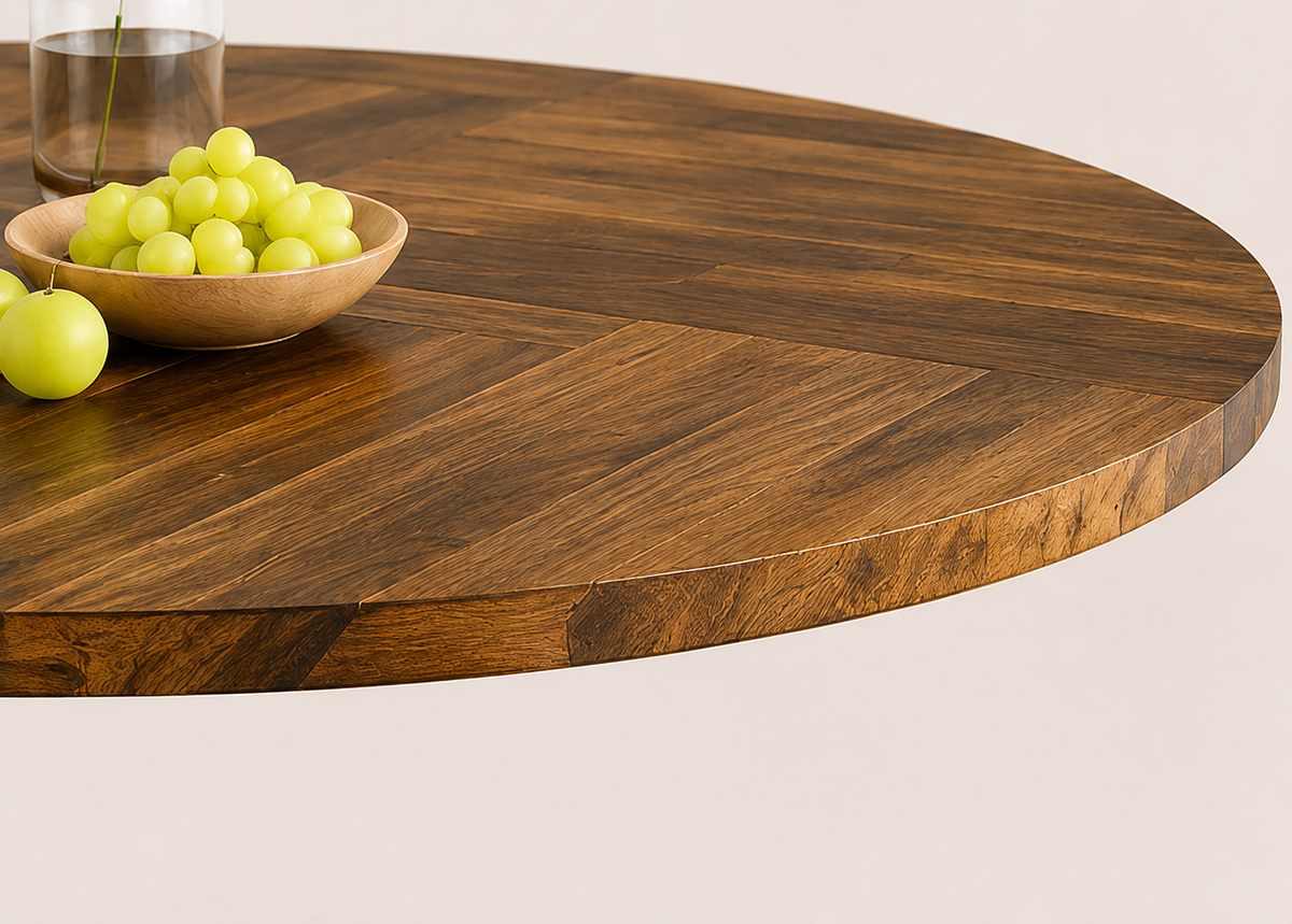 Table Ronde Akio – Effet Bois & Métal 120 cm