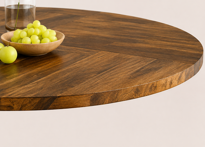Table Ronde Akio – Effet Bois & Métal 120 cm