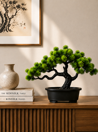Bonsaï artificiel Kaito – Pin japonais – 22 × 36 cm