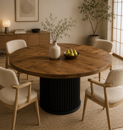 Table Ronde Hinoki – Effet Bois 120 cm