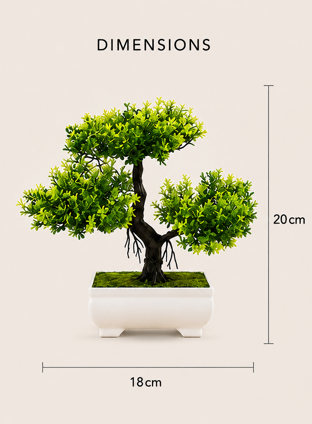 Bonsaï artificiel Akira – Vert naturel – 20 × 18 cm